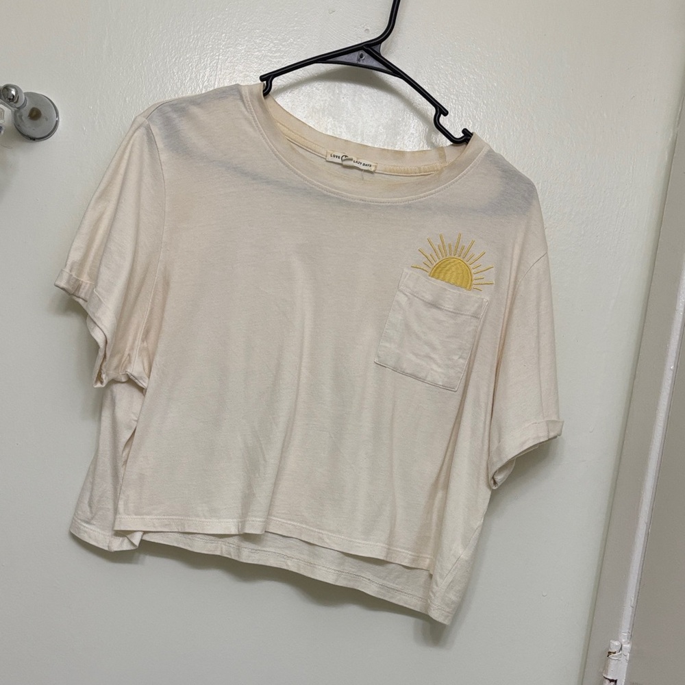 Urban Outfitters Cream Sun Graphic Crop Top